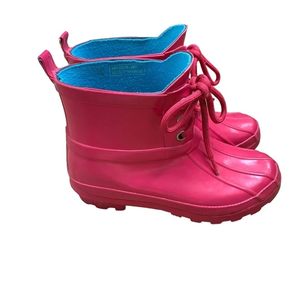 Capelli of New York Hot Pink Lace Up Rain Duck Boots sz 1-2